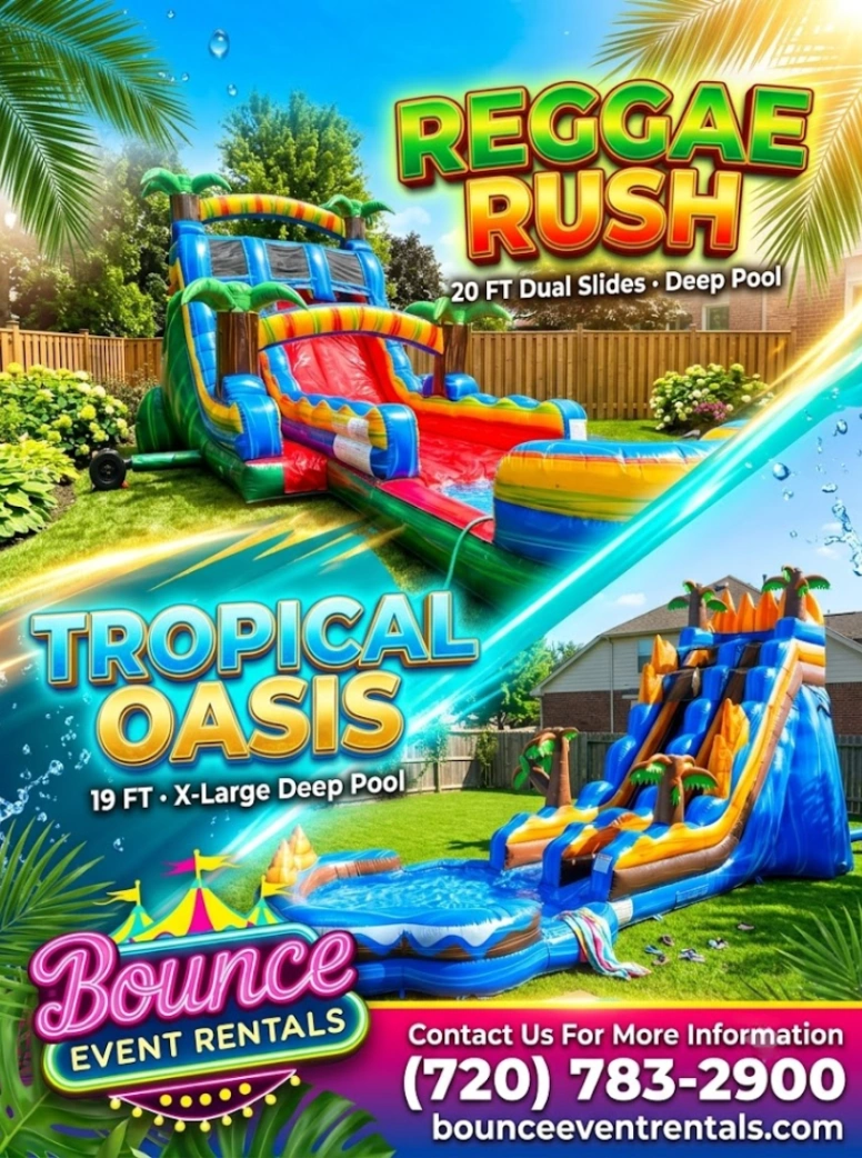 Tropical Oasis With X Large Deep Pool And Reggae Rush Extended Dual Slides Deep Pool rental for Evergreen CO events in ZIP code 80439